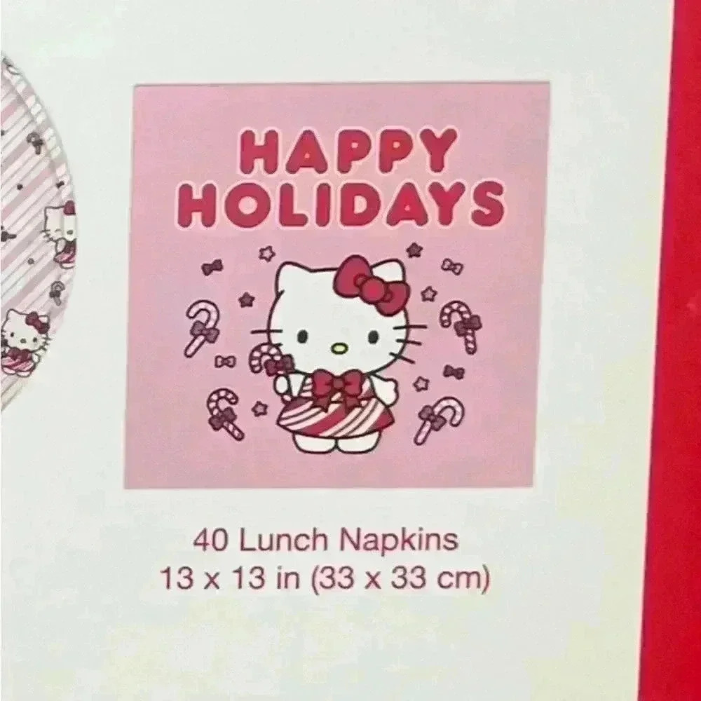 Hello Kitty Pink Christmas paper tableware party set 2024 - Picture 3 of 5